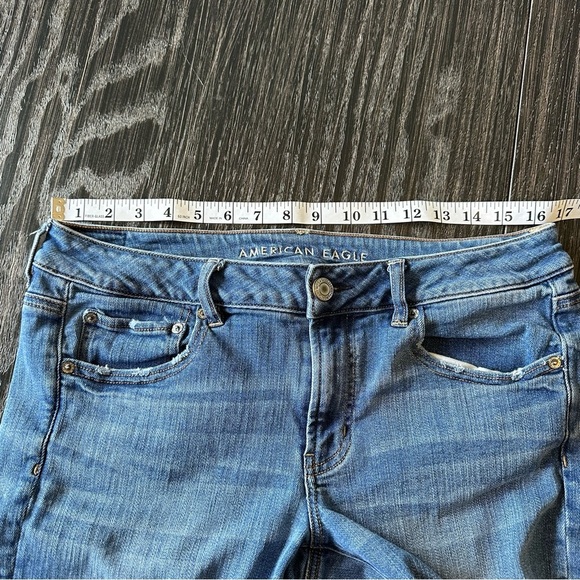 American Eagle Favorite Boyfriend Lowrise Wideleg Stretch Blue Jean, 12S - Picture 8 of 13
